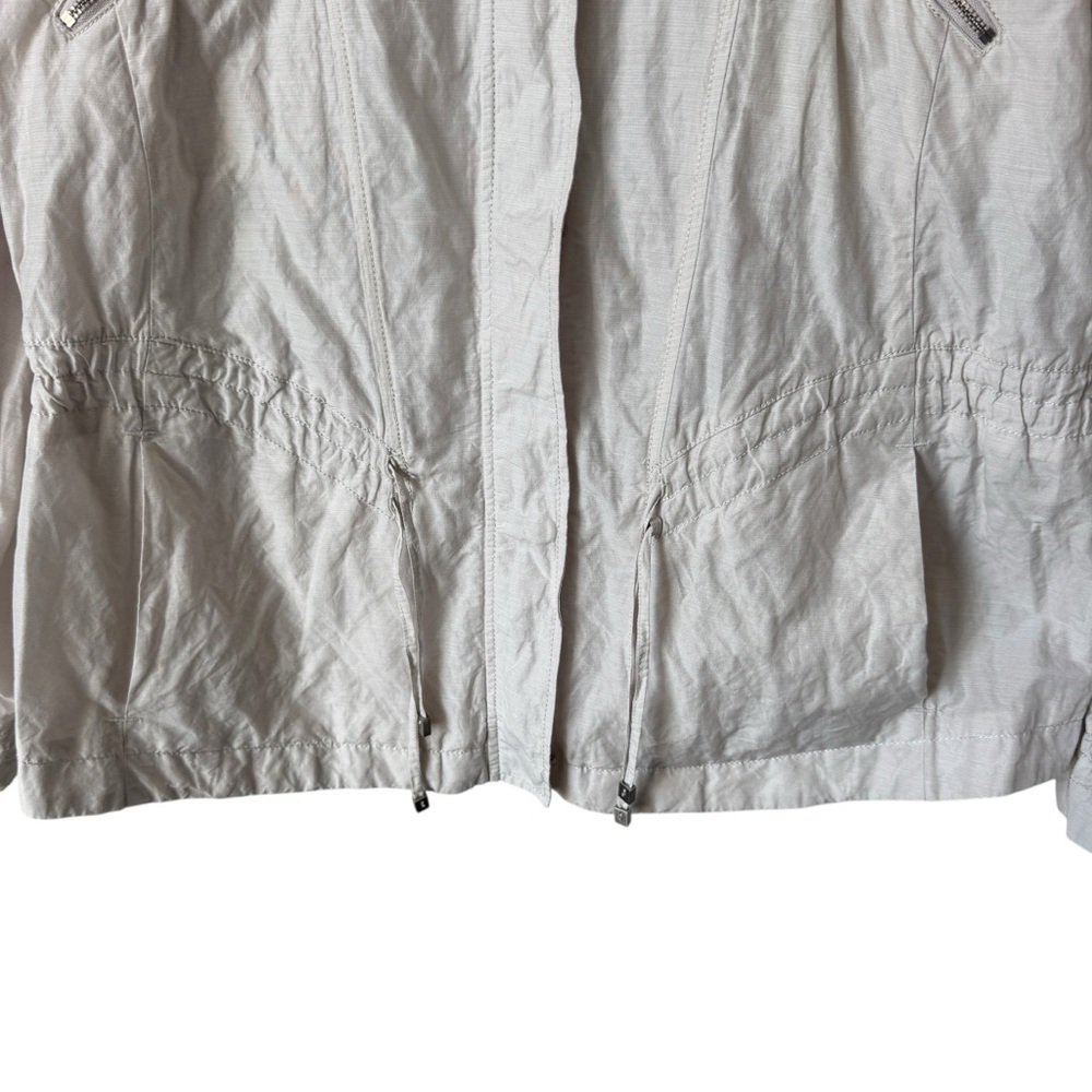 Cole Haan Nylon Jacket Draw String Front Zip High Neck Off White Women's Large - Picture 7 of 13